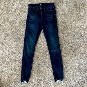 3/4 length stretchy denim express jeans